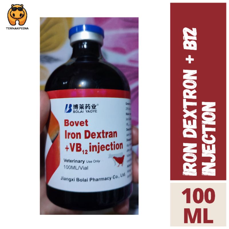 Jual Iron Dextran + Vit B12 Bovet Iron Dextran+ Vitamin B12 Injeksi Iron Dextran 100 ml