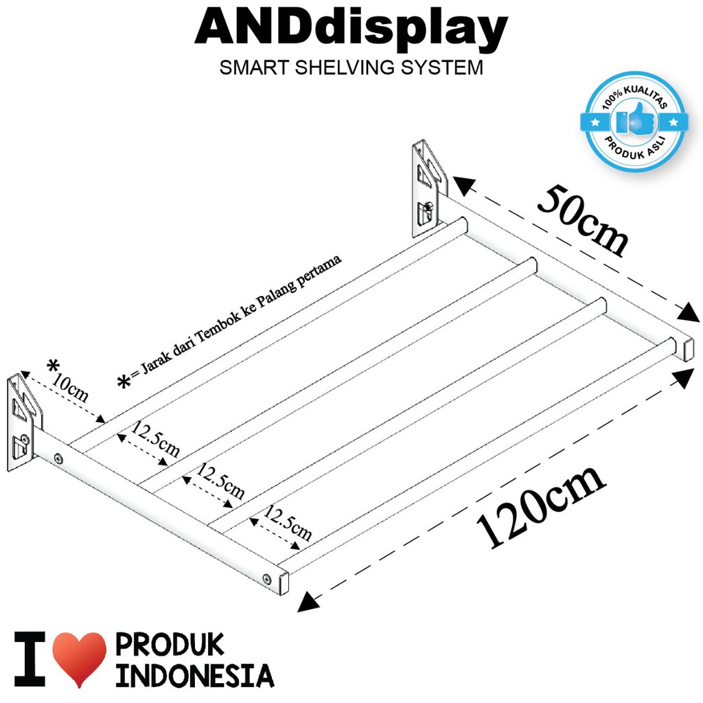 JEMURAN BAJU AKITA 120 CM DINDING LIPAT MINIMALIS