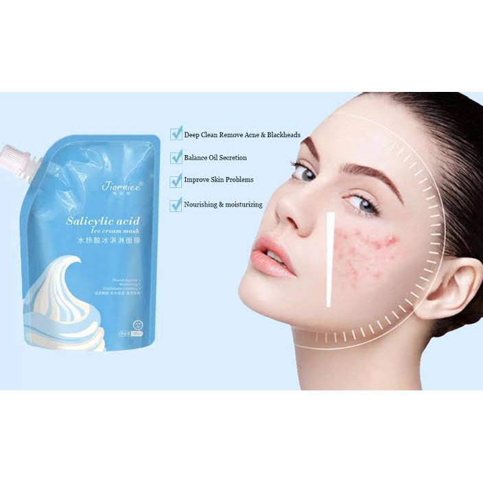 COD TERBARU ICE CREAM MASK JIORNIEE SALICYLIC ACID PEMUTIH DAN PENGECIL PORI PORI