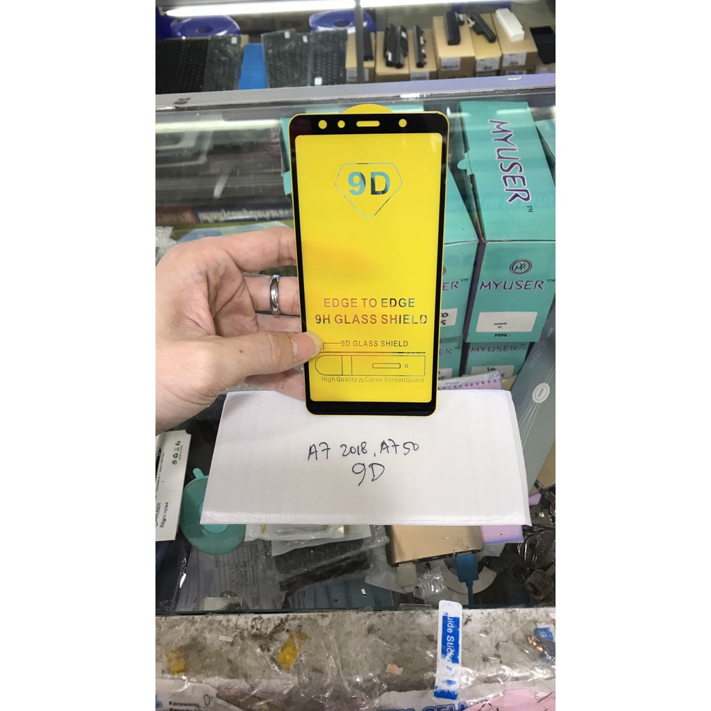 Tempered Glass gorilla full lem 9D aaron tebal samsung a7 2018 3kamera