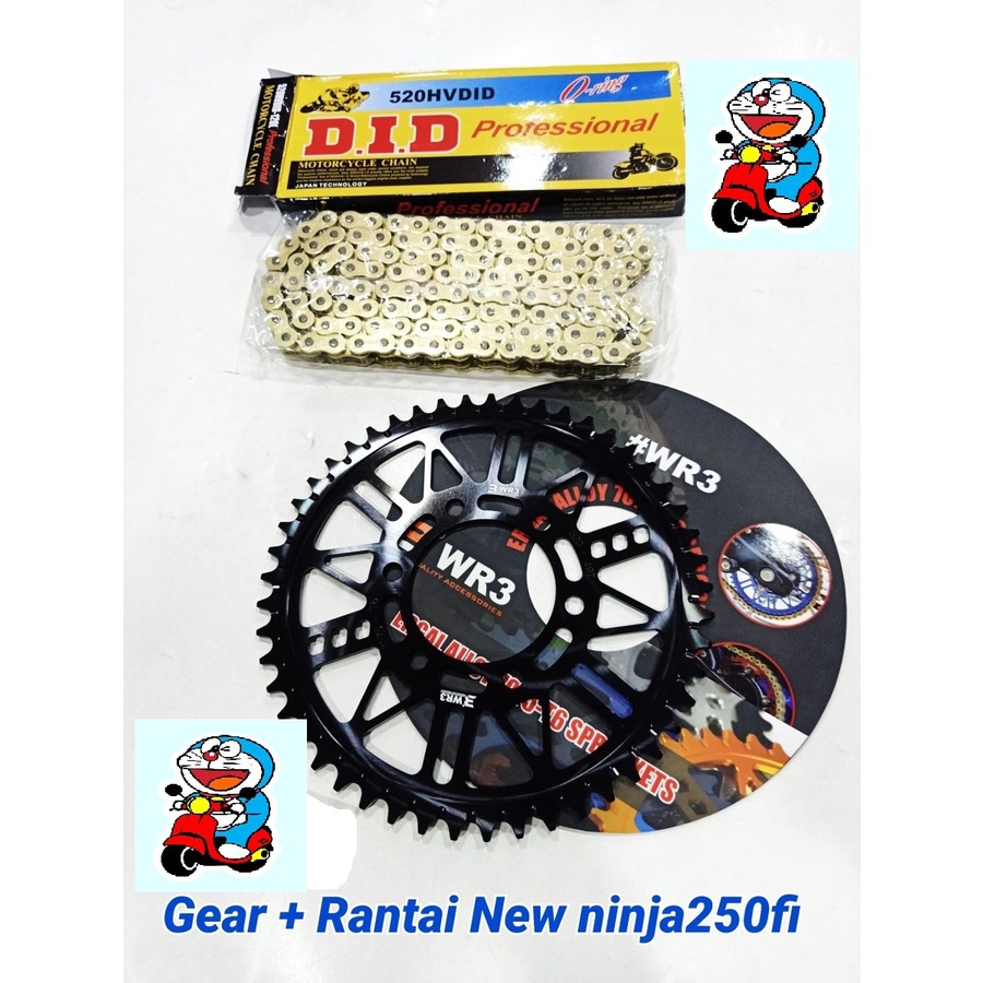 PAKET gear new ninja 250 fi 2018 dan Rantai DID oring 520 gir belakan
