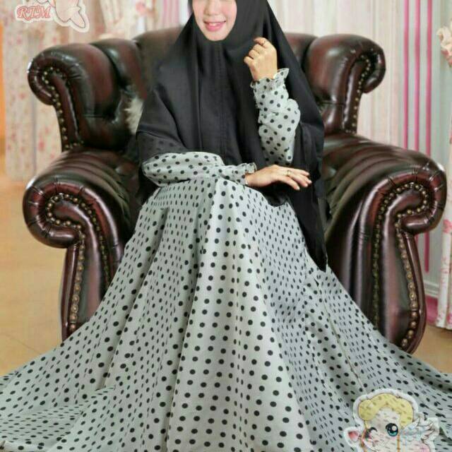 Gamis Polkadot White Black Jumbo