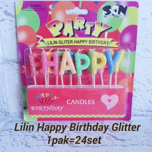 Lilin Ultah Huruf Happy Birthday Glitter