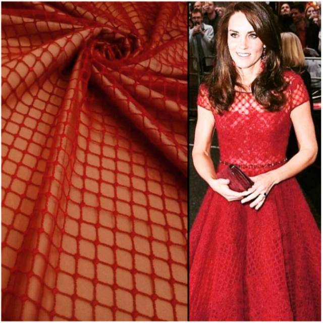 Kain bahan Tile Kotak Bordir Premium / kain jaring tile kotak bordir (harga per 0,5 meter)