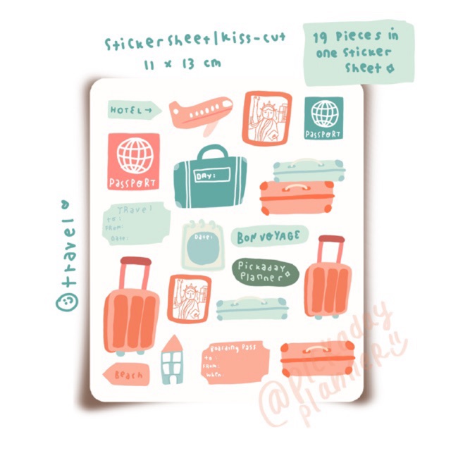 

PICKADAY stickersheet | travel planner sticker - kiss cut