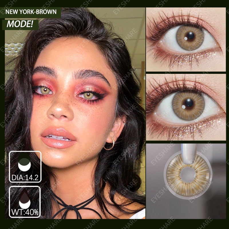 [COD]  NEW-YORK-PRO JADE-GRAY NROWN Softlens Mata Normal, Lensa Kontak Warna Alami, Soflens HAZEL-GRAY Lensa Warna, Softlens Minus 0.00/Diameter14.2MM/Mata Kore/TerbaikTahun Ini