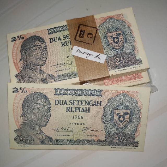 (GRESS/BARU) Uang kuno 2 setengah rupiah sudirman tahun 1968 bahan mahar nikah 21 rupiah 2021 rupiah