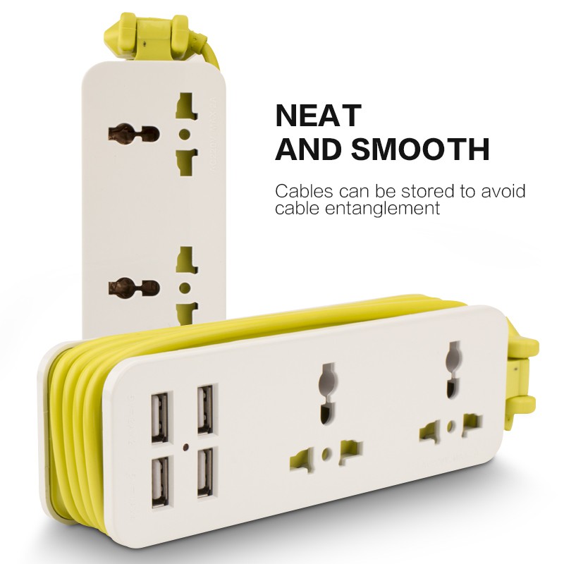 Bonkyo Stop Kontak Power Strip Adapter with 4 USB Ports  and 2 Lubang Colokan