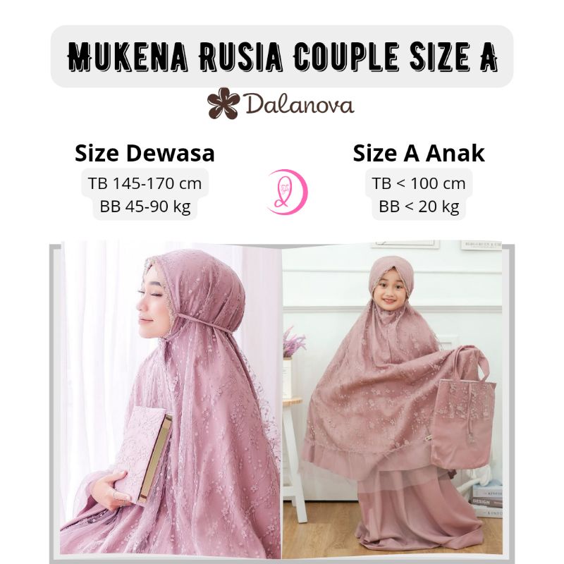 Mukena couple Ibu dan Anak Mukena Rusia couple size A mukena rusia Ibu dan Anak usia 1-10 tahun orig