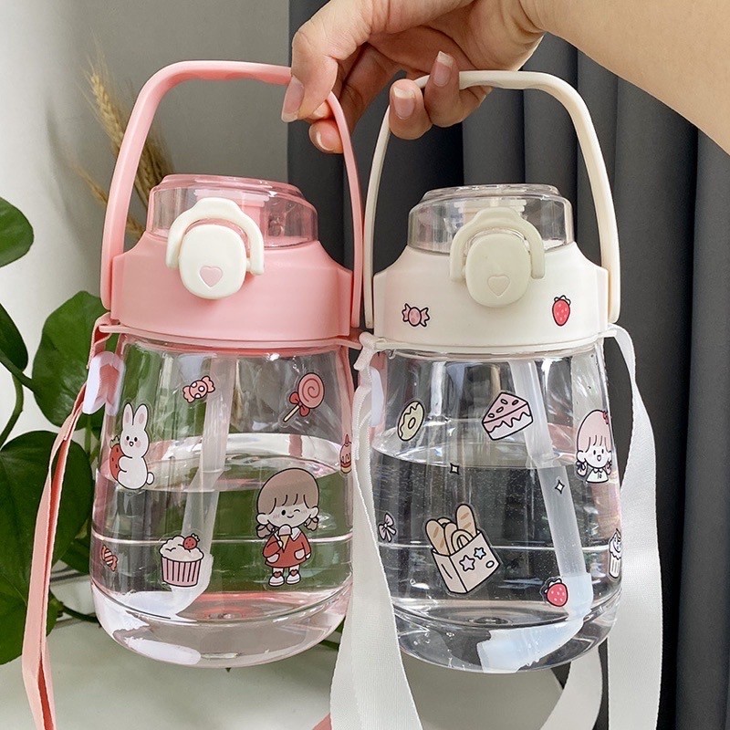 Botol Minum Anak Sedotan / Botol Minum Anak Korea 1.2Liter - Bening