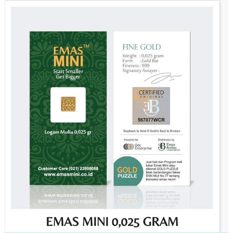 Emas Mini (0,025 gram murni 24karat)