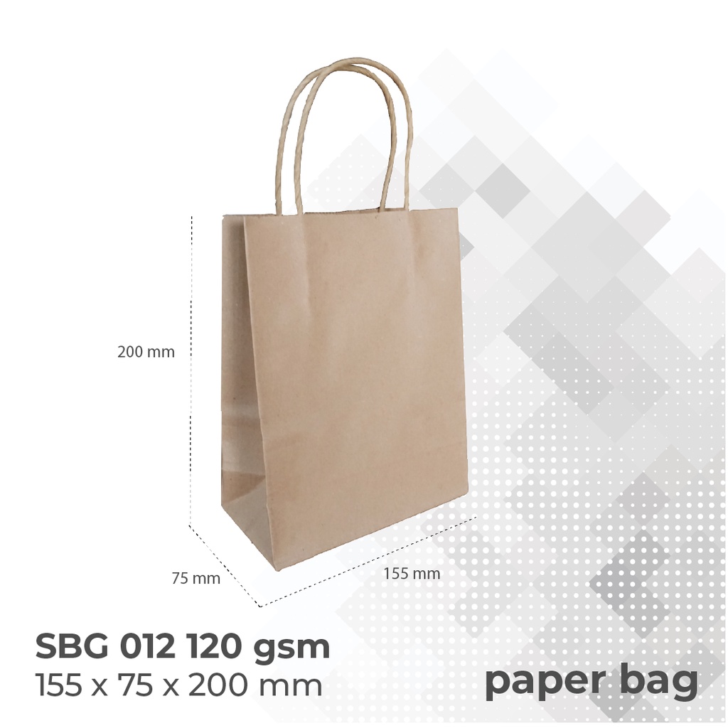 Tas Belanja Paper Bag Shopping Bag Kantong Kertas (SBG12-15.5X7.5X20 Cm)