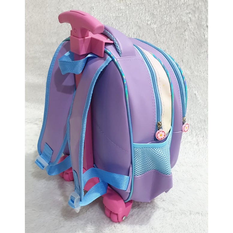 SALE TAS DORONG TROLLEY ANAK PAUD / TK / PLAY GROUP PEREMPUAN GAMBAR KUDA PONY TANDUK SOFT TIMBUL BAHAN TAHAN AIR ( 11 - 12 inch  ) Pilihan Varian