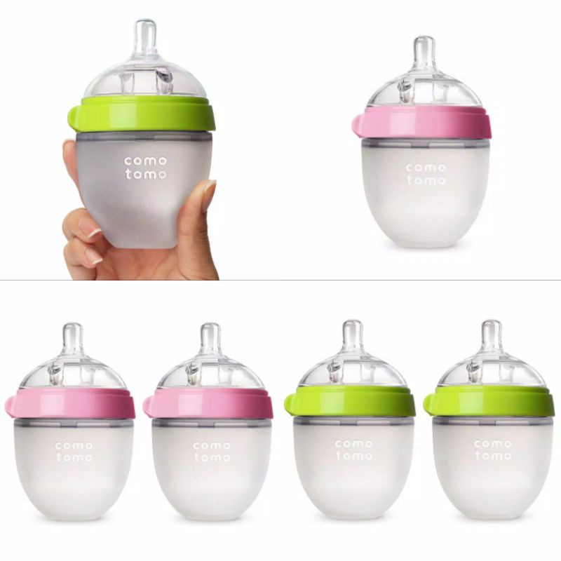 Comotomo Botol Bayi Brand USA, Botol susu bayi Como tomo 150 ml 250ml single, Twin pack Green Pink