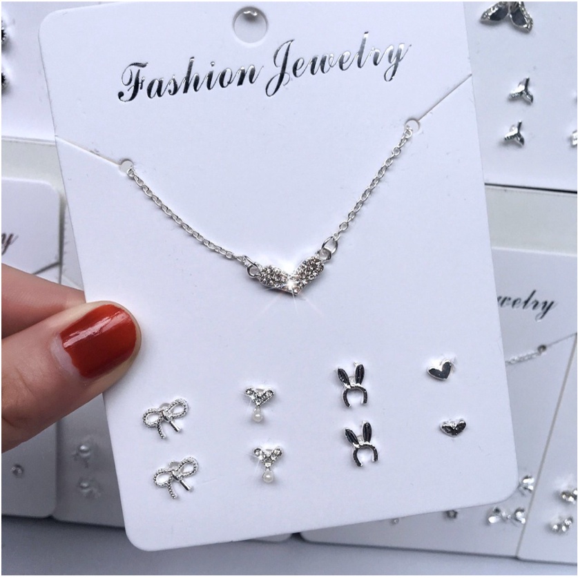 Set Kalung Anting 4 Set Fashion Wanita Anting Korea Aksesoris Murah Dalika