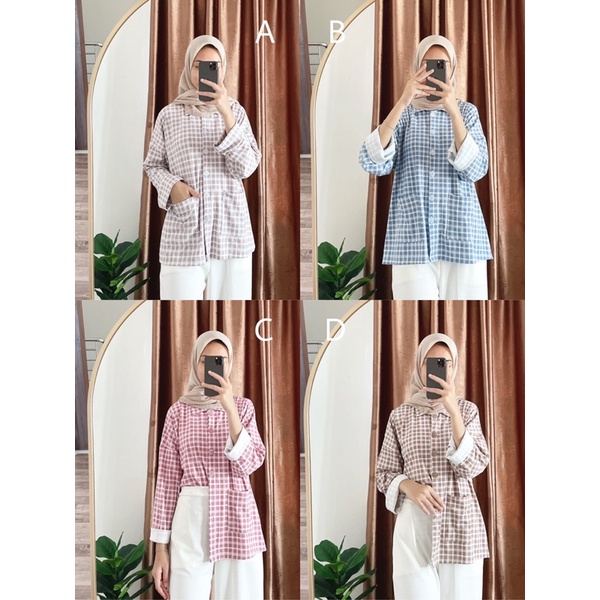 MOCHI BASIC (Ld 110 Pjg 61) - Atasan Kemeja Kotak Bahan Kaos