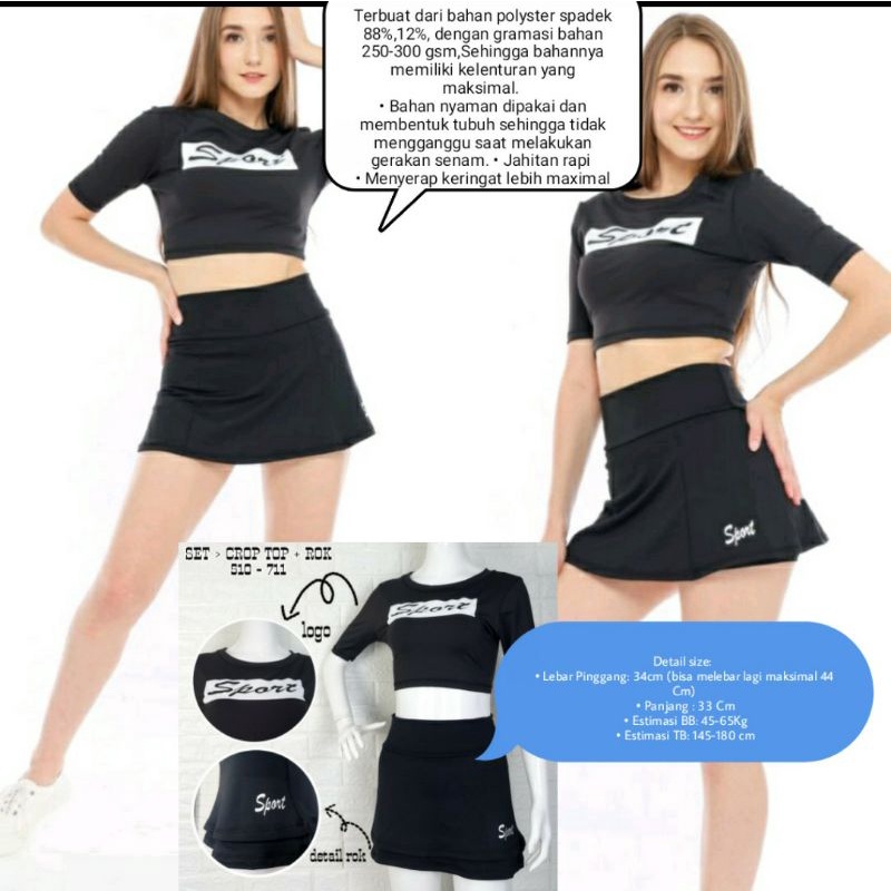 set rok tenis/rok senam/rok wanita/rok sport/rok atasan sport