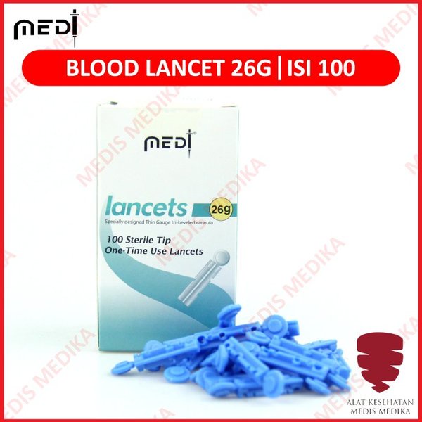 Blood Lancet Bekam MedT 26G Isi 100 Jarum Alat Ambil Tes Cek Pengambil Darah Lancets Test 26 G