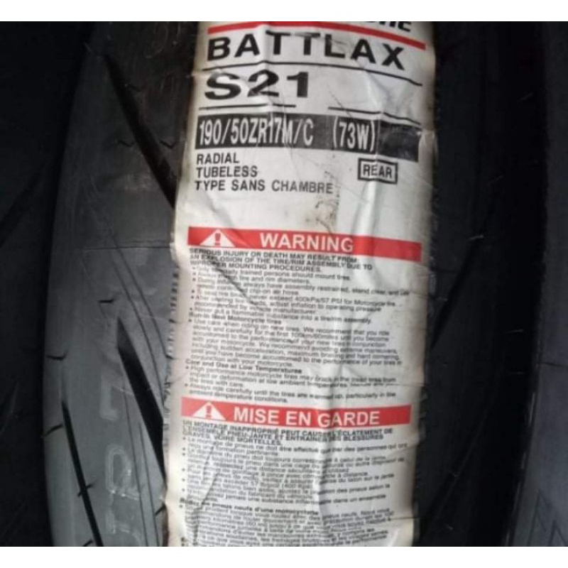 ban luar battlax s21 ukuran 190/50-17 ban tubeless