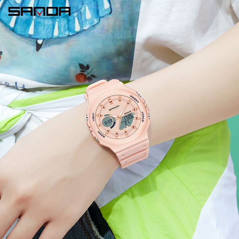 SANDA 6016 Jam Tangan Pria Wanita Digital Sport EL Backlight Tali Rubber Anti air WATCHKITE WKOS