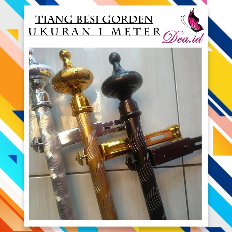 [DEASHOP] [1 METER] BATANG GORDEN FULLSET BATANG ROLLET GORDEN SOKA GOLD BLACK ULIR KRISTAL - FULLSET TIANG GORDEN WARNA GOLD