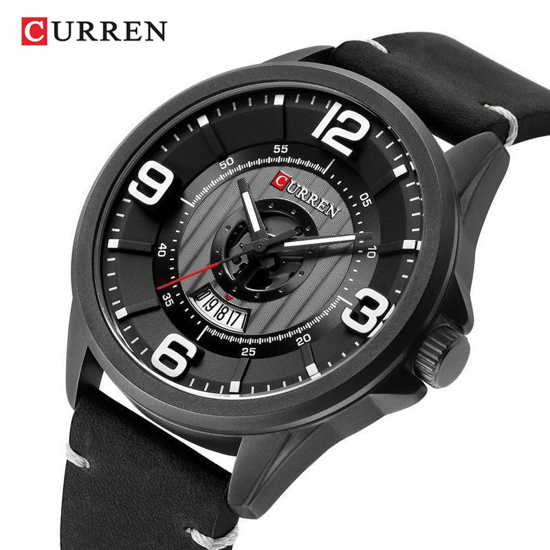 CURREN 8305 Jam Tangan Pria Analog Tali Kulit Chronograph Aktif WATCHKITE WKOS