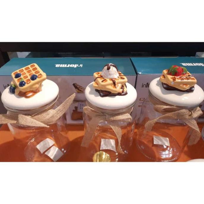 Informa Toples Kaca Kedap Udara Tempat Kue Lebaran 3Pcs 950Ml Serrygemini