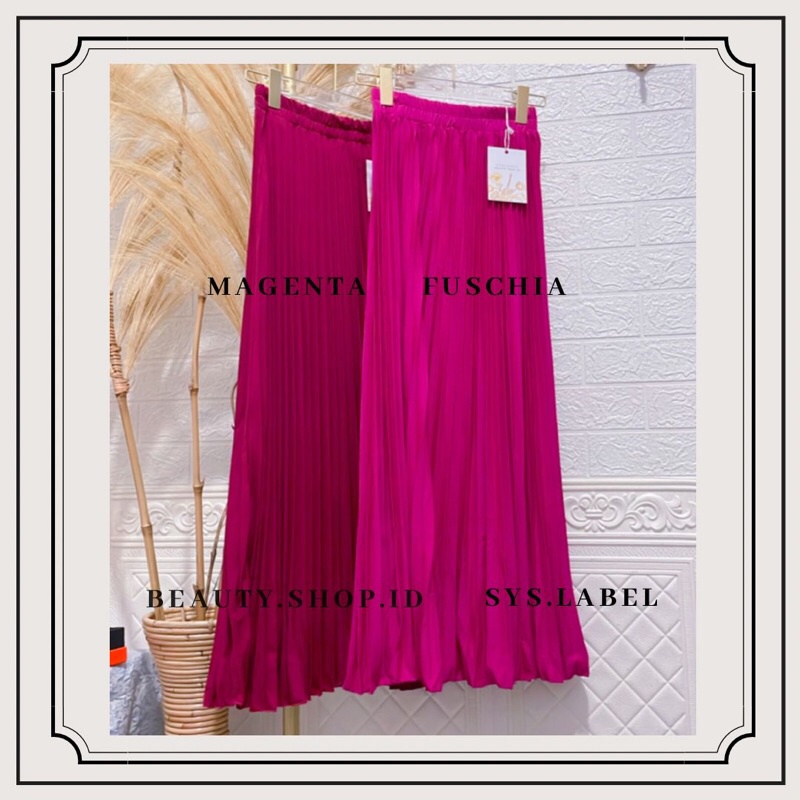 Clair Skirt Magenta Fuschia F3 - Rok Plisket Wanita