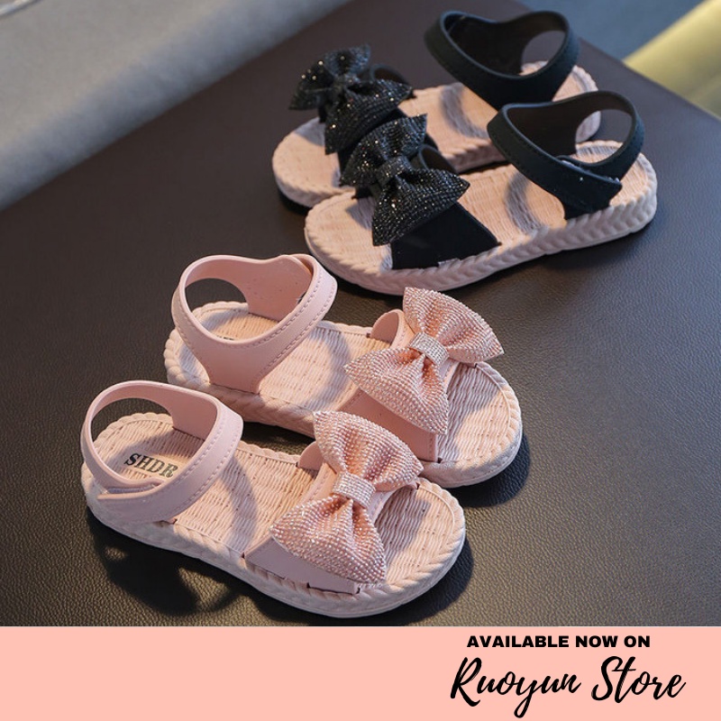 RYX - Glitter Bow Sandal Slip On Anak Perempuan Fashion Casual / Jalan-Jalan - Ori Import (NO BOX) - Ori Import