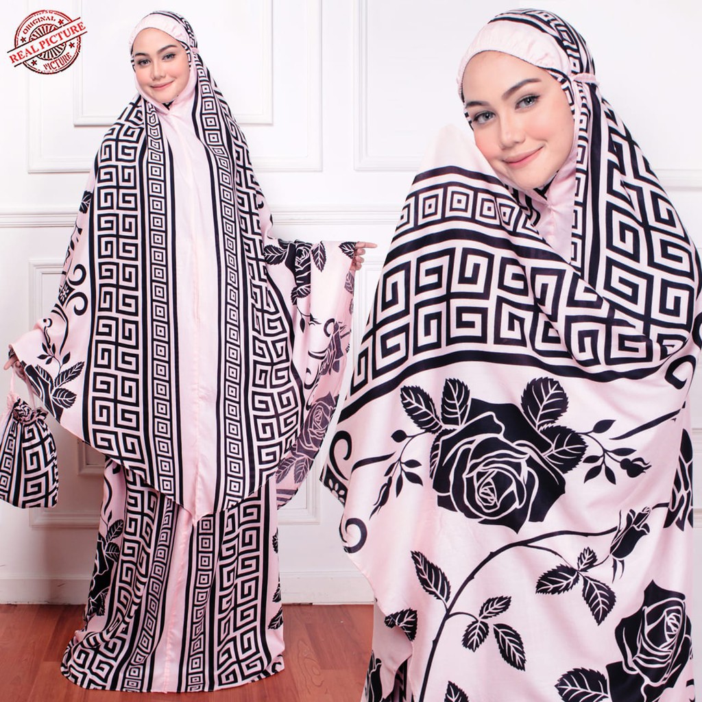 HOPYLOVY - Mukena Dewasa Bahan Katun Rayon Flower