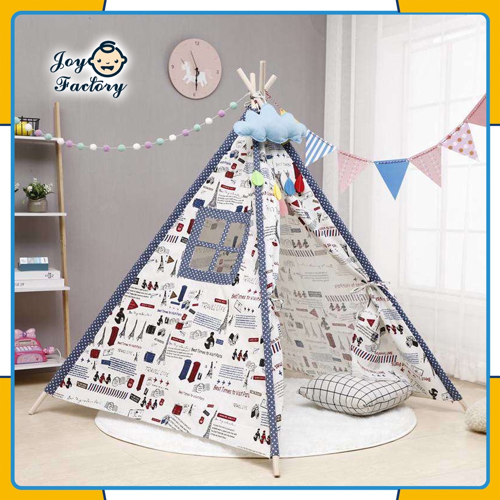 110-135-160cm Kids Teepee, Tenda India Anak Portable Playhouse Canvas Indoor &amp; Outdoor Ruangan Princess Castle Princess Model Rumah Mainan Anak