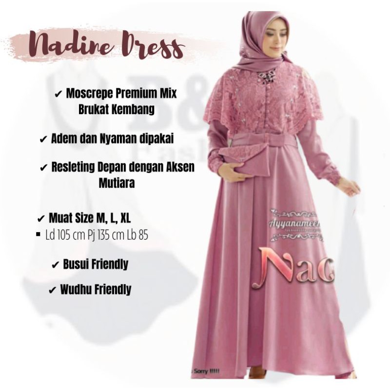 GAMIS BRUKAT TERBARU NADINE DRESS SIZE S, M, L dan XL