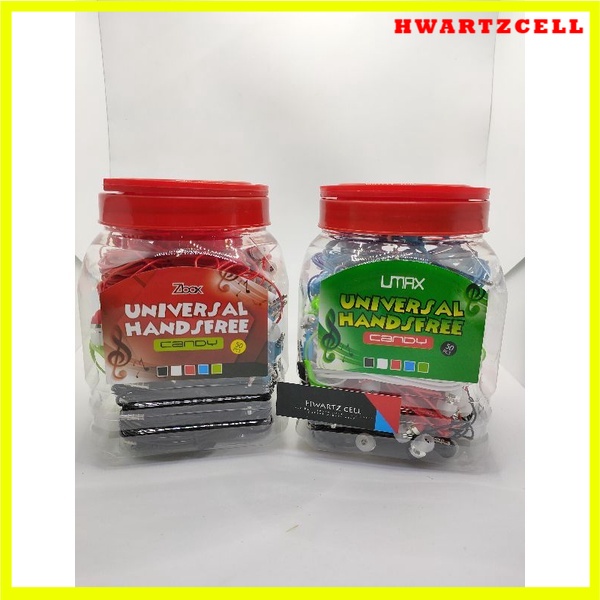 Headset Toples Zbox atau umax earphones  + mic megabass kabel bulat