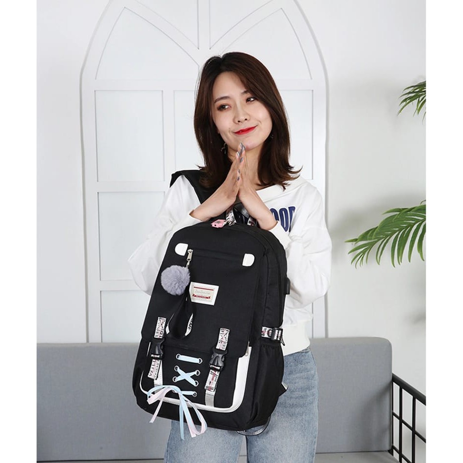 [COD] Tas Ransel Anak Motif Tali Simpul Kpop Style Korea Kekinian Terbaru Tas Gendong Outdoor Wanita