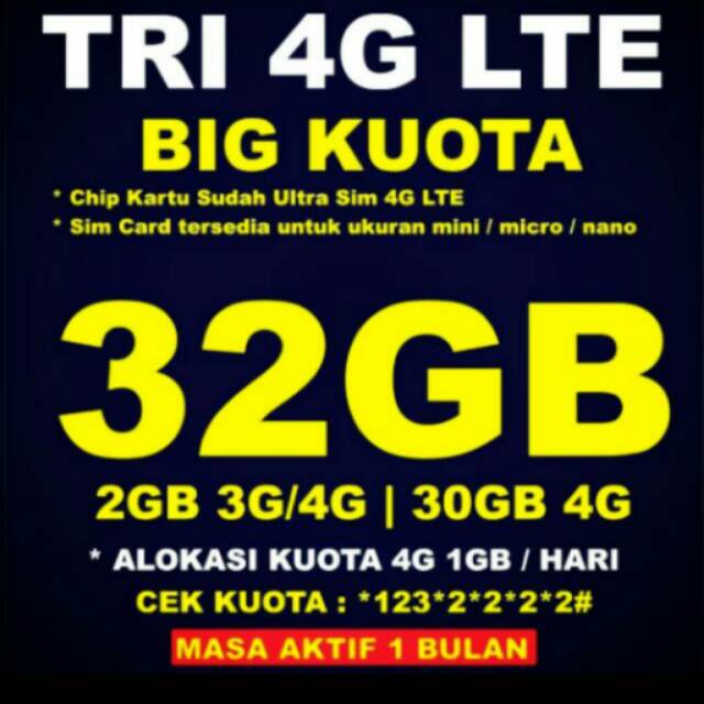 PAKET KUOTA 3 32GB | PAKET KUOTA TRI 32GB
