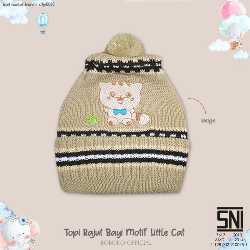 BOBOKO TOPI KUPLUK BAYI MOTIF KUCING