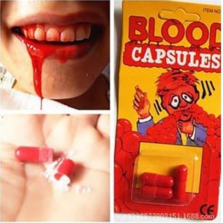 FB 3 PCS fake blood capsule kapsul bubuk darah palsu halloween prank