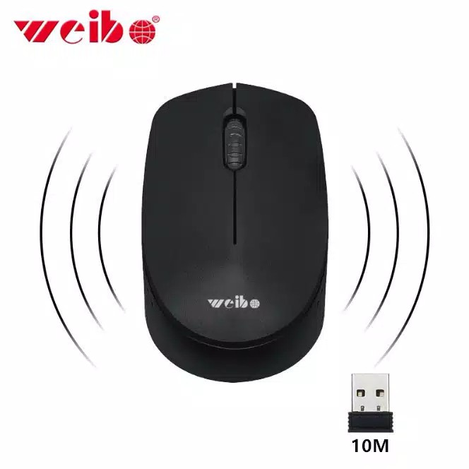 Optical Mouse weibo wireless tanpa kabel 10m 2.4Ghz tipis silent