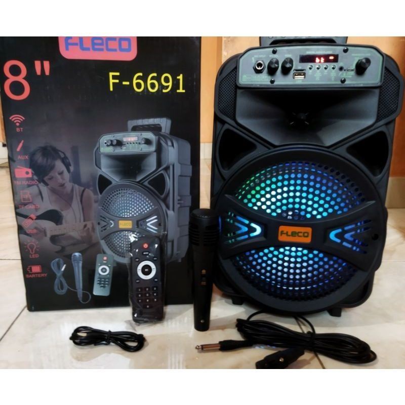 COD☆SPEAKER BLUETOOTH KARAOKE F-6691 8,5 INCH (FREE MIC+REMOTEN)