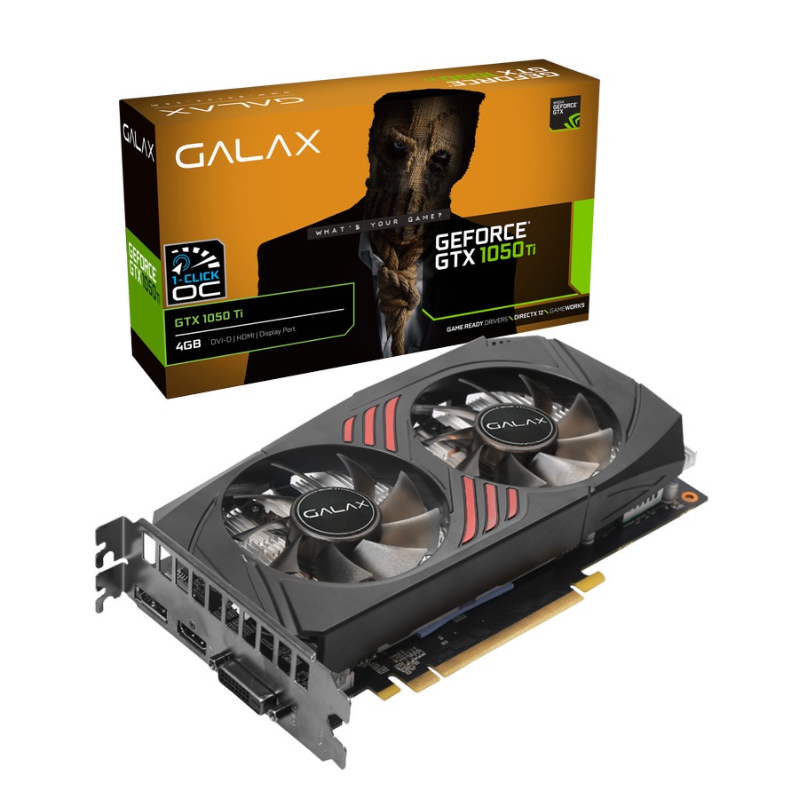 GALAX Nvidia Geforce GTX 1050 Ti 1050Ti 1-Click OC 4GB DDR5 Dual Fan oke banget