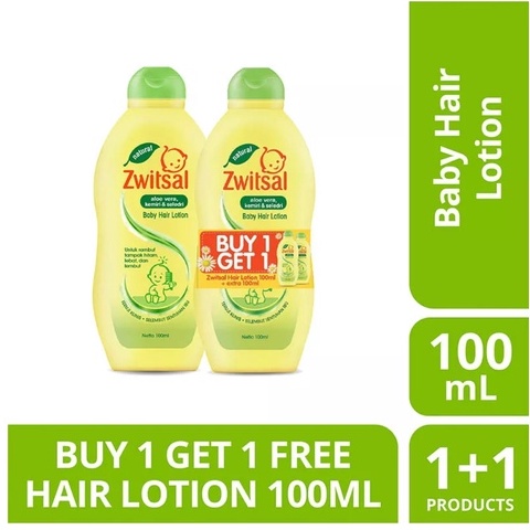 Zwitsal Natural Baby Hair Lotion Aloe Vera, Kemiri &amp; Seledri 100ml Buy 1 get 1