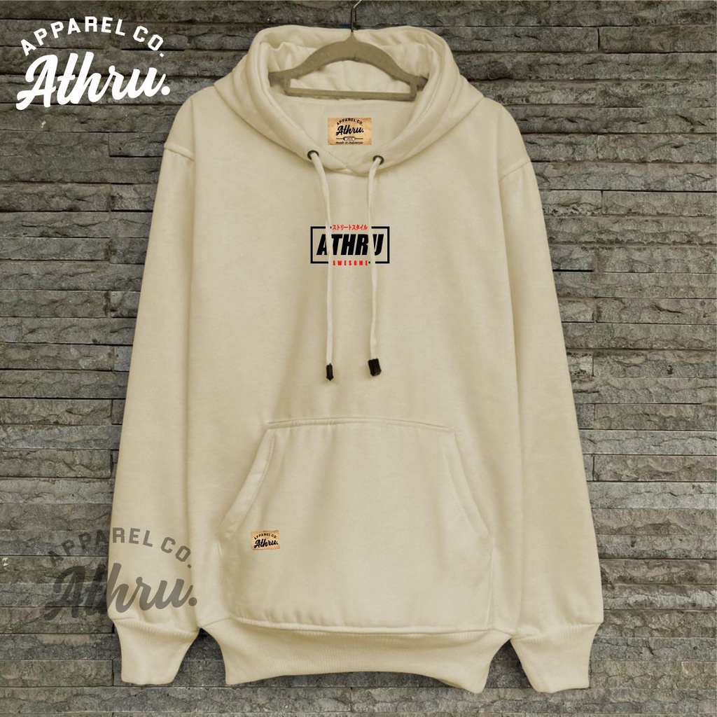 Sweater Hoodie Pria Distro Warna Cream Athru List Awesome Switer Pria Wanita Sweatshirt Jumbo Hudi