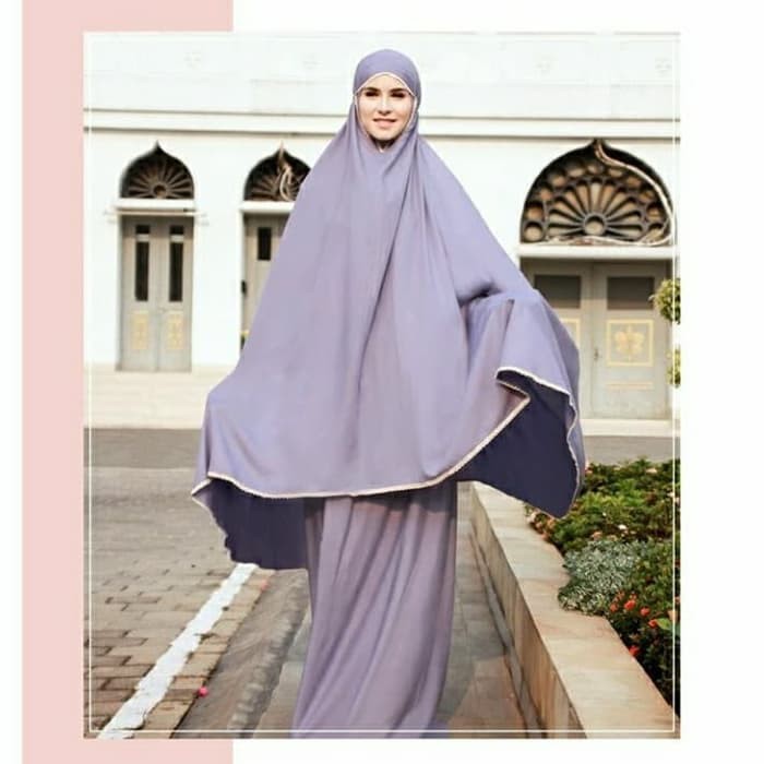 Mukena Tazbiya Plain Grey / Mukena Polos Grey / Mukena Polos Jumbo