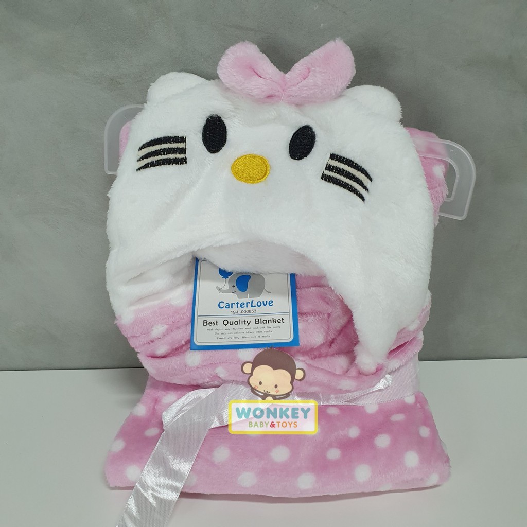 Selimut Bayi Topi Karakter / Selimut Bayi Animal / Baby Blanket Boneka Fleece / Selimut Anak Hoodie