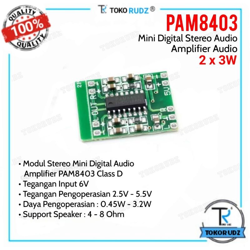 PAM8403 Mini Modul Audio Stereo Amplifier 5V Digital Dual Channel 2 x 3W