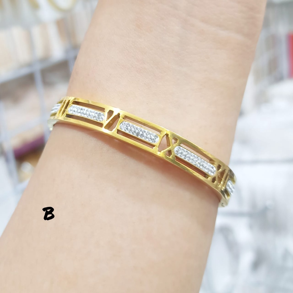 Gelang Bangkok Permata TITANIUM GOLD Logam Emas Hongkong Tidak KARAT&amp;Tidak Luntur terkini