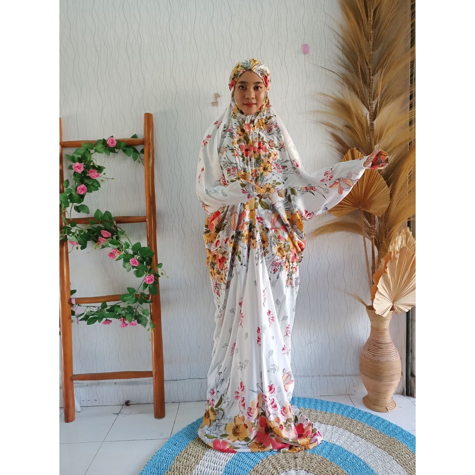 MUKENA TERUSAN BALI/MUKENA ABAYA BALI/MUKENA TERUSAN BALI WARNA PUTIH