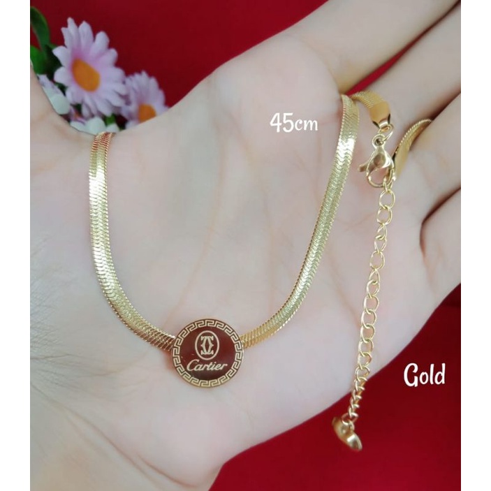 Kalung emas muda kadar 50% perhiasan/kalung emas muda motif belut gepeng emas muda kadar rendah