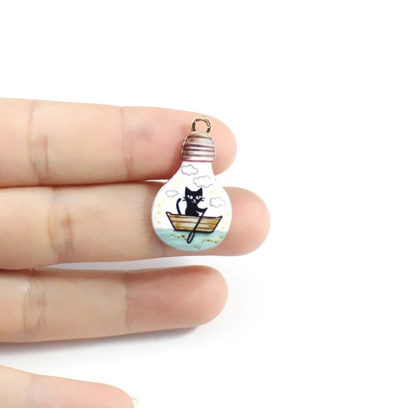 Siy Anting Tusuk Gantung Bahan Alloy Desain Kucing Enamel Untuk Wanita Charms