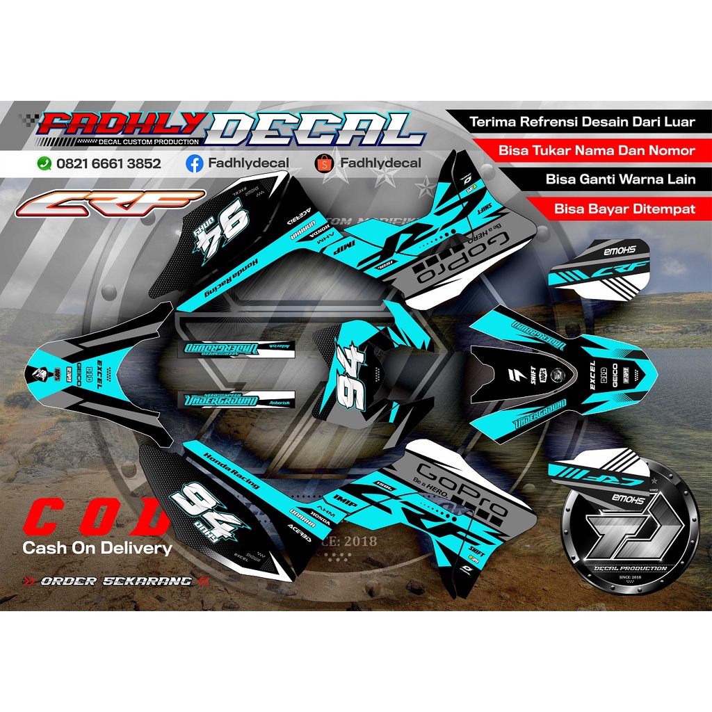 Decal CRF 150L biru hitam keren sticker fullbody